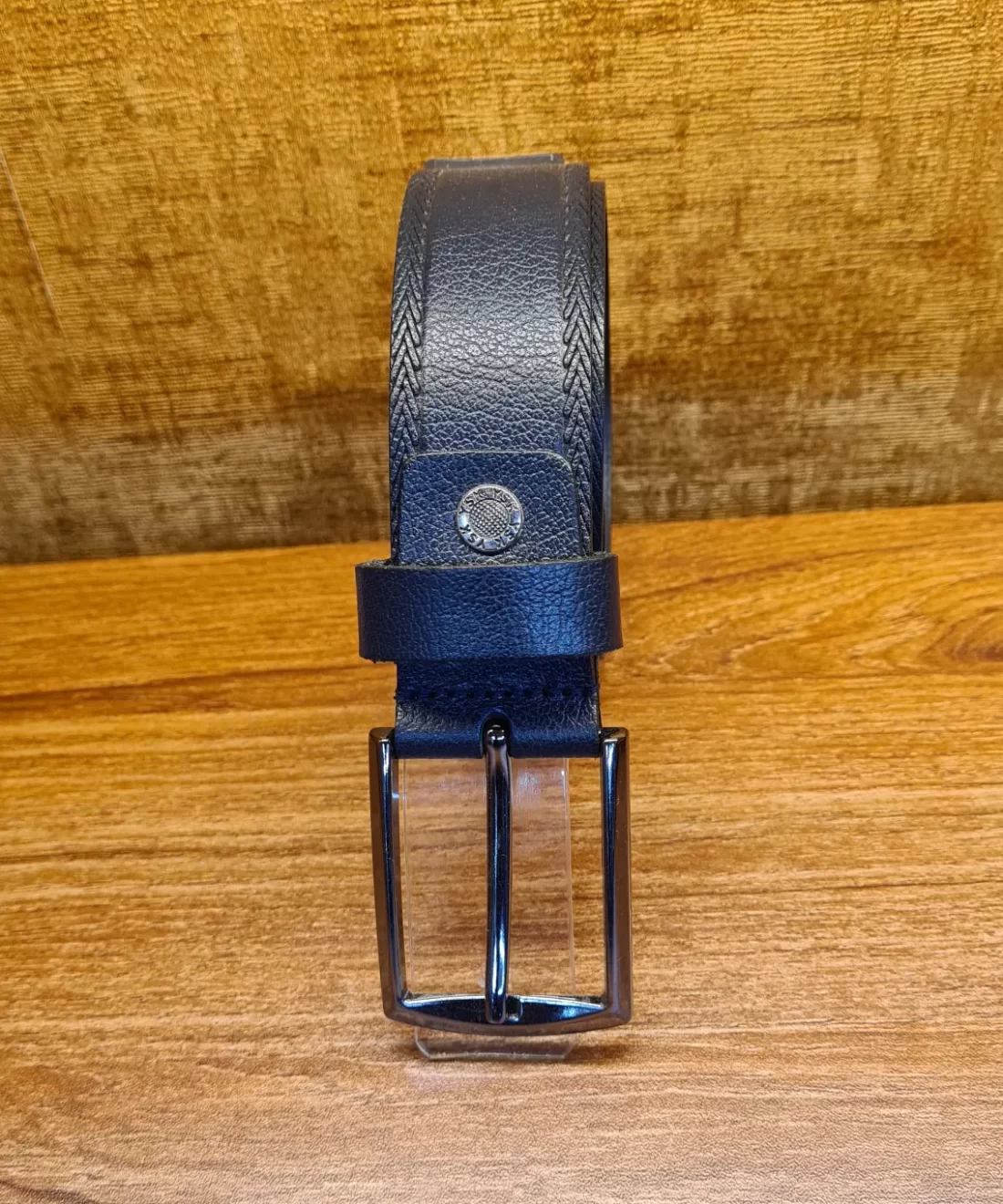 navy blue YSK leather belt