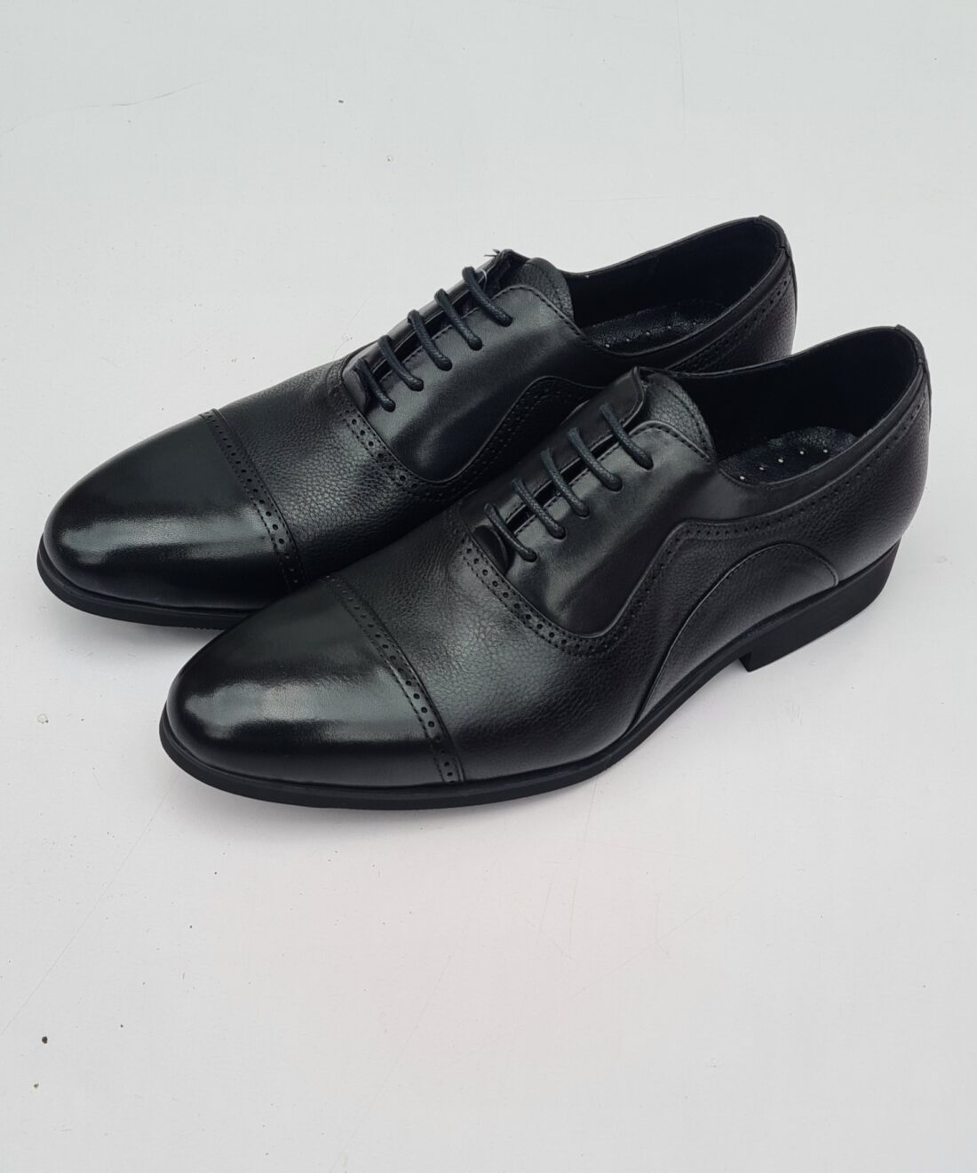 Black Slating leather Oxford shoes