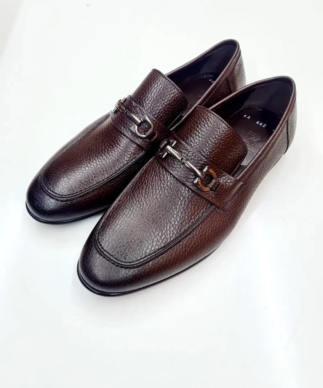 brown snaffle-trim loafers